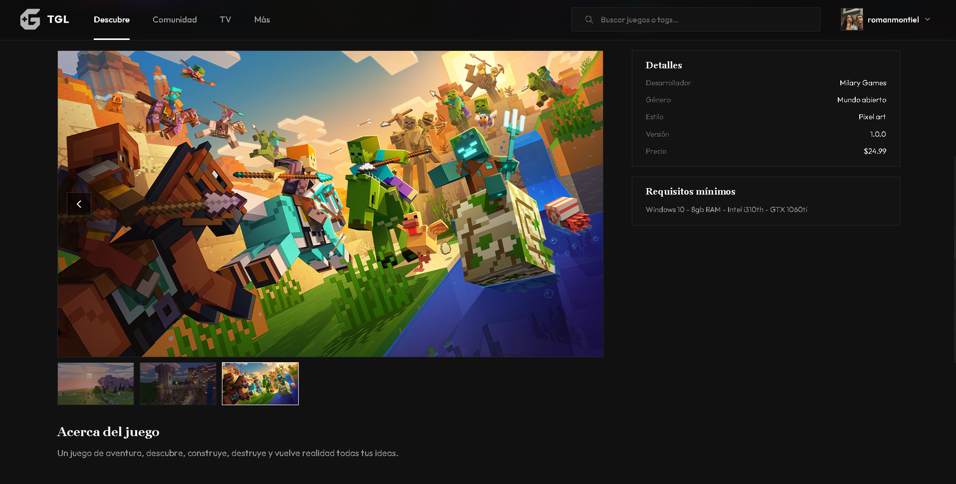 Informacion acerca de cada juego