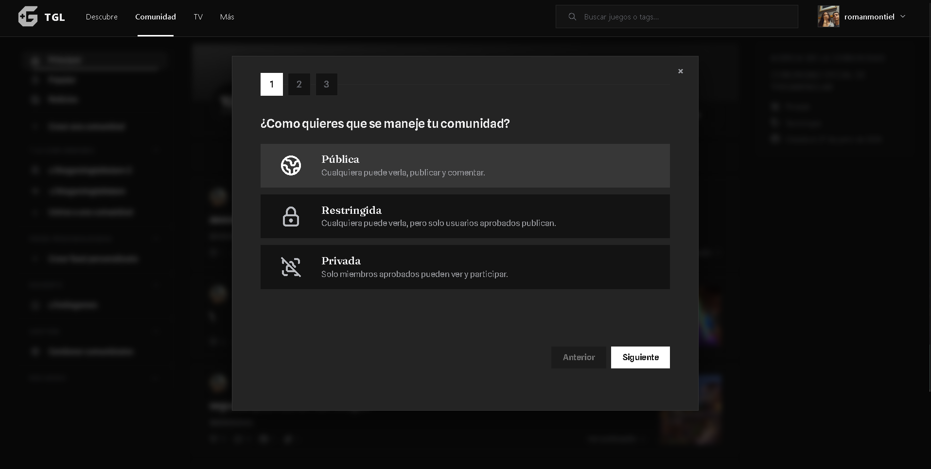 Creacion de una comunidad